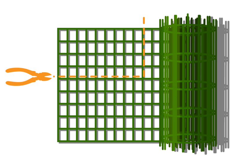Schéma découpe grillage pour la grande structure de protection